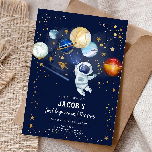 宇宙飛行士 惑星 銀河 誕生日 招待状