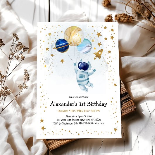 宇宙飛行士 惑星 銀河 誕生日 招待状