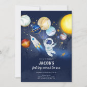 宇宙飛行士 惑星 銀河 誕生日 招待状 (正面)