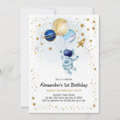 宇宙飛行士 惑星 銀河 誕生日 招待状 (正面)