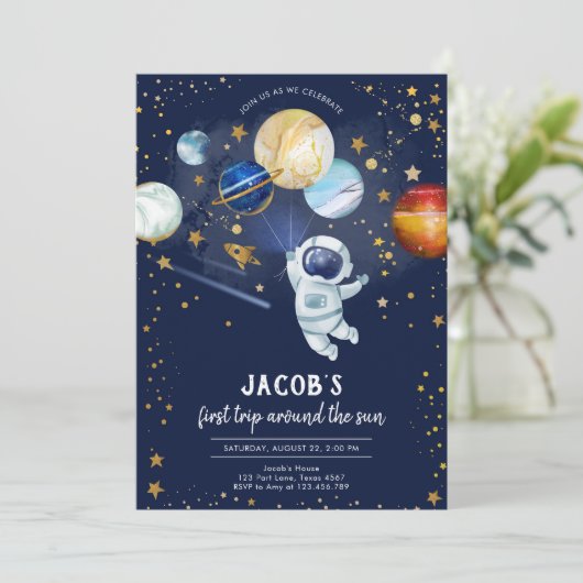 宇宙飛行士 惑星 銀河 誕生日 招待状 (スタンド正面)
