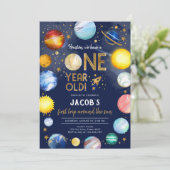宇宙飛行士 惑星 銀河 1歳 誕生日 招待状 (スタンド正面)