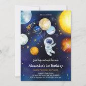 宇宙飛行士 惑星 銀河 1歳 誕生日 招待状 (正面)