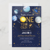 宇宙飛行士 惑星 銀河 1歳 誕生日 招待状 (正面)