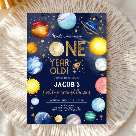 宇宙飛行士 惑星 銀河 1歳 誕生日 招待状