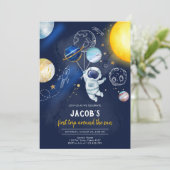 宇宙飛行士 惑星 銀河 1歳 誕生日 招待状 (スタンド正面)