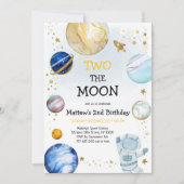 宇宙飛行士+惑星+銀河+2歳の誕生日 招待状 (正面)