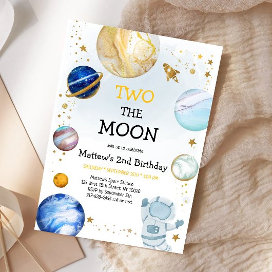 宇宙飛行士+惑星+銀河+2歳の誕生日 招待状