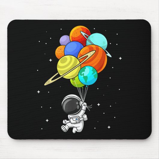 宇宙飛行士 惑星 風船 太陽系 宇宙 キッズ マウスパッド (正面)