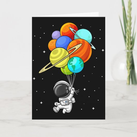 宇宙飛行士 惑星 風船 太陽系 宇宙 子ども カード (正面)