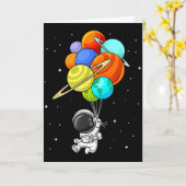 宇宙飛行士 惑星 風船 太陽系 宇宙 子ども カード (黄色い花)