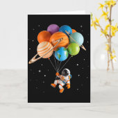 宇宙飛行士 惑星 風船 太陽系 宇宙 子ども カード (黄色い花)