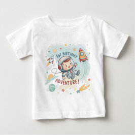 宇宙飛行士 星 ロケット 惑星 男の子 1歳 誕生日 ババ ベビーTシャツ