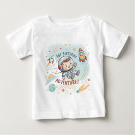 宇宙飛行士 星 ロケット 惑星 男の子 1歳 誕生日 バブ ベビーTシャツ