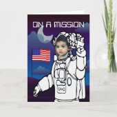 宇宙飛行士　月　外宇宙少年　誕生日 カード (正面)