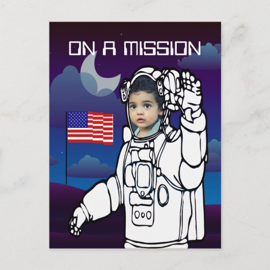 宇宙飛行士　月　外宇宙少年　誕生日 ポストカード (正面)