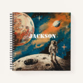 宇宙飛行士,水彩宇宙飛行士,カスタム ノートブック (正面)