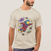 宇宙飛行士 浮遊 銀河 星雲 星 Tシャツ (正面)