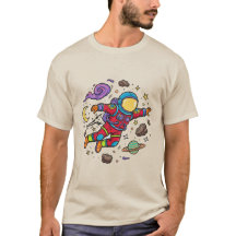 宇宙飛行士 浮遊 銀河 星雲 星 Tシャツ