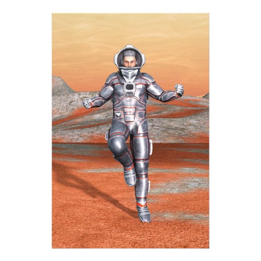 宇宙飛行士 火星探検家 エイリアン惑星 スペースアート フォトプリント            (正面)