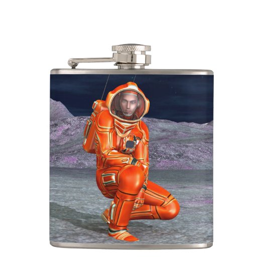 宇宙飛行士 火星探検家 エイリアン惑星 スペースアート フラスク (正面)