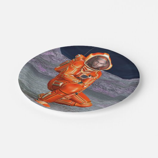 宇宙飛行士 火星探検家 エイリアン惑星 スペースアート ペーパープレート (アングル)