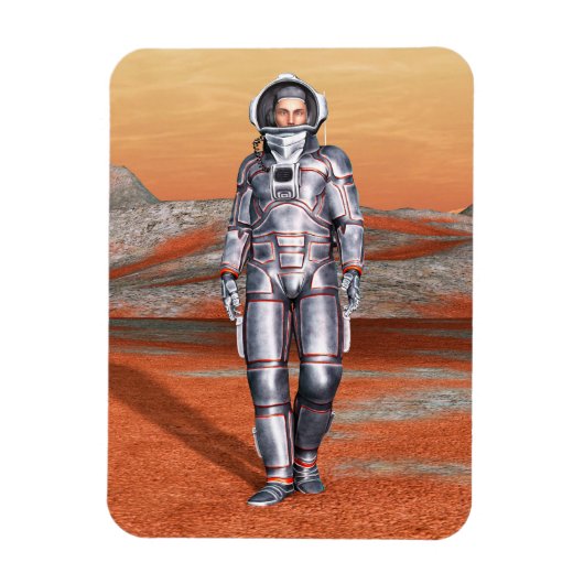宇宙飛行士 火星探検家 エイリアン惑星 スペースアート マグネット (縦)
