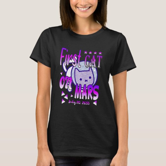 宇宙飛行士 火星 猫 Tシャツ (正面)