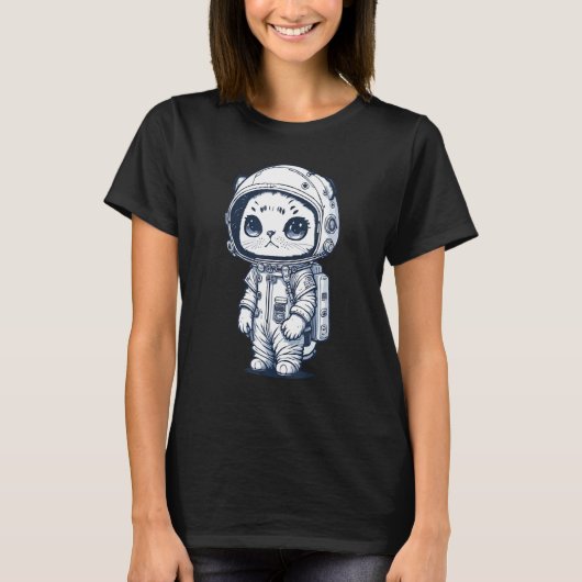 宇宙飛行士 猫 スペース キャット 子猫 Tシャツ (正面)