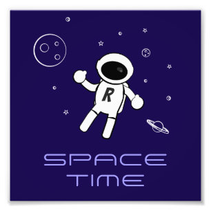 宇宙飛行士 - 紫、黒、白のアート フォトプリント
