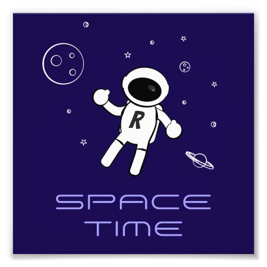 宇宙飛行士 - 紫、黒、白のアート フォトプリント            (正面)