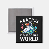 宇宙飛行士 読書はこの世界を離れている マグネット (正面/裏面)
