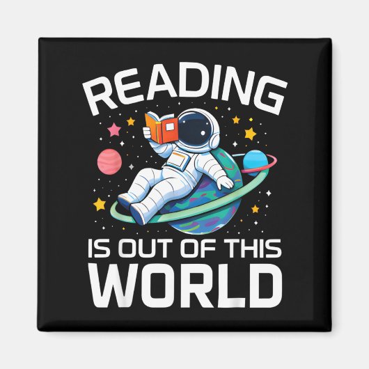 宇宙飛行士 読書はこの世界を離れている マグネット (正面)