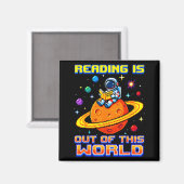 宇宙飛行士 読書 デザイン マグネット (正面/裏面)