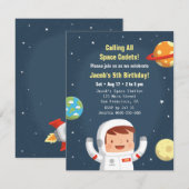 宇宙飛行士 銀河 宇宙 男の子 誕生日 インビテーション (正面/裏面)