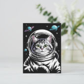 宇宙飛行士 銀河 惑星 宇宙 猫 子猫 キティ   ポストカード (スタンド正面)