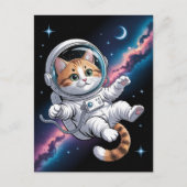 宇宙飛行士 銀河 惑星 宇宙 猫 子猫 キティ ポストカード (正面)