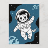 宇宙飛行士 銀河 惑星 宇宙 猫 子猫 キティ ポストカード (正面)