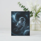 宇宙飛行士 銀河 惑星 宇宙 猫 子猫 キティ ポストカード (スタンド正面)