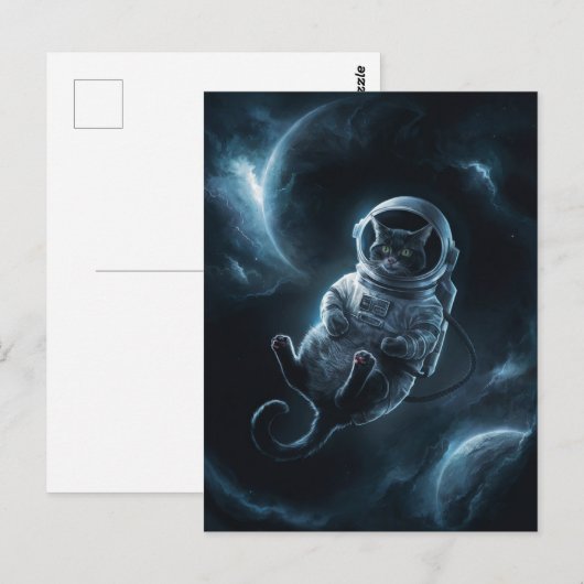 宇宙飛行士 銀河 惑星 宇宙 猫 子猫 キティ ポストカード (正面/裏面)