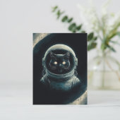 宇宙飛行士 銀河 惑星 宇宙 猫 子猫 キティ ポストカード (スタンド正面)