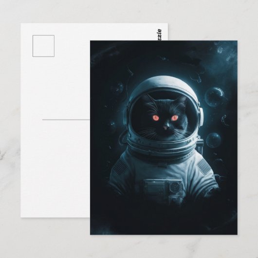宇宙飛行士 銀河 惑星 宇宙 猫 子猫 キティ ポストカード (正面/裏面)