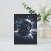 宇宙飛行士 銀河 惑星 宇宙 猫 子猫 キティ ポストカード (スタンド正面)