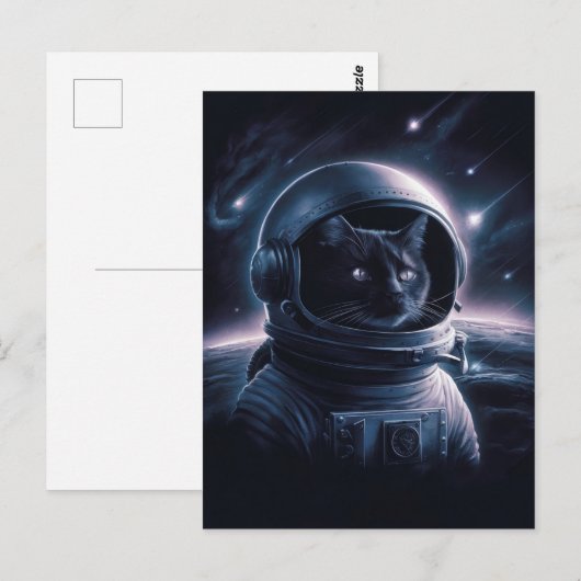 宇宙飛行士 銀河 惑星 宇宙 猫 子猫 キティ ポストカード (正面/裏面)