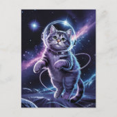 宇宙飛行士 銀河 惑星 宇宙 猫 子猫 キティ   ポストカード (正面)