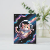 宇宙飛行士 銀河 惑星 宇宙 猫 子猫 キティ   ポストカード (スタンド正面)