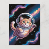 宇宙飛行士 銀河 惑星 宇宙 猫 子猫 キティ   ポストカード (正面)