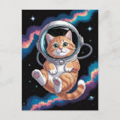 宇宙飛行士 銀河 惑星 宇宙 猫 子猫 キティ ポストカード (正面)