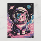 宇宙飛行士 銀河 惑星 宇宙 猫 子猫 キティ ポストカード (正面)