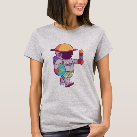 宇宙飛行士, 面白い惑星, 宇宙 Tシャツ (正面)